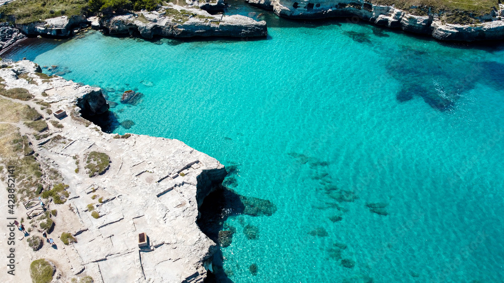 blue sea view background in Puglia Italy