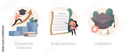 Getting an academic degree abstract concept vector illustrations.