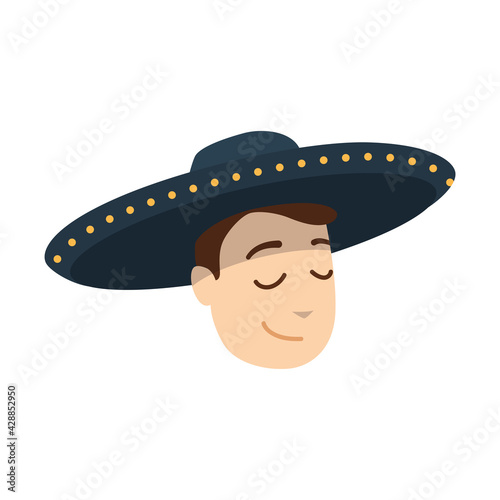 Cartoon of a mariachi face - Vector illustration