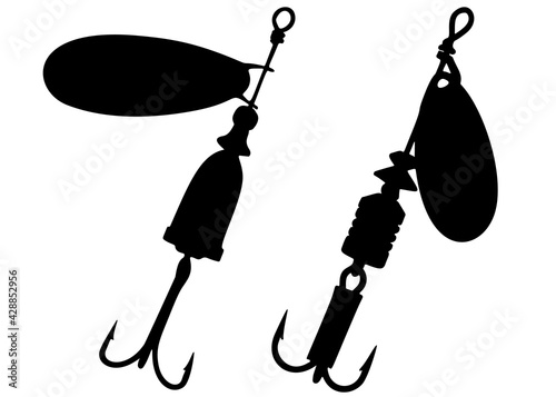 A set of predatory fish bait. Vector image.