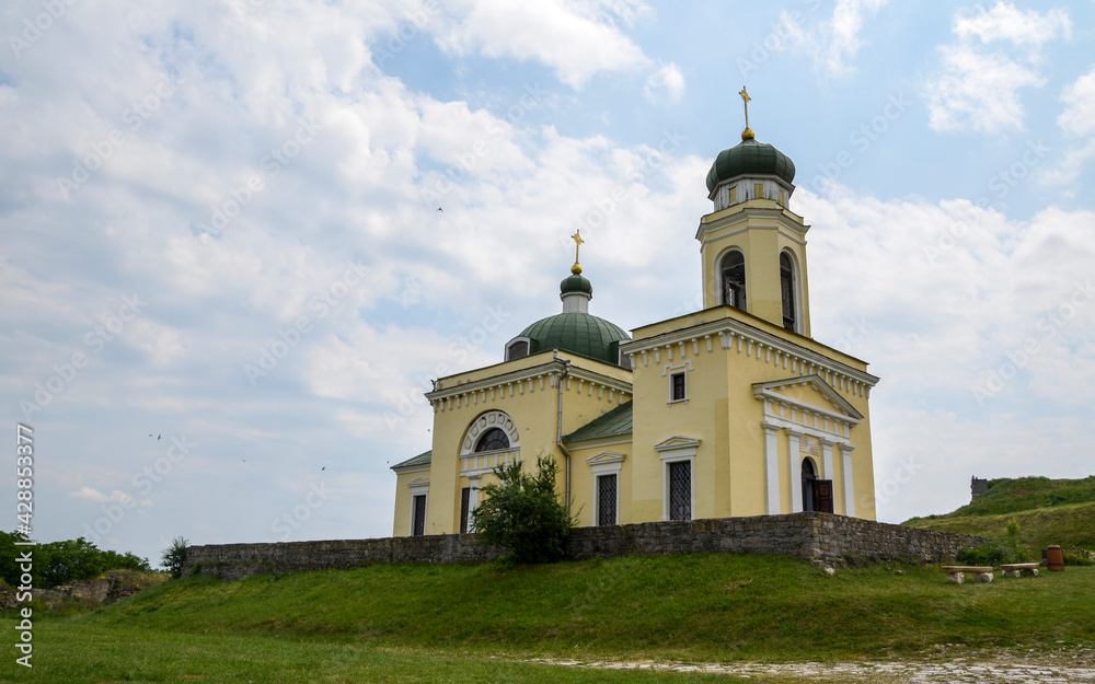 Khotyn orthodox church of Alexander Nevsky is located on the hill  near the castle above the Dniester river in the western Ukraine.