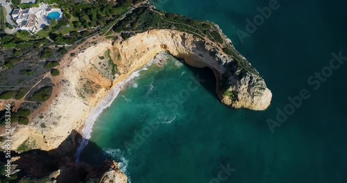 Revealing aerial view of the scenic coastline at Lagoa, Algarve, Portugal