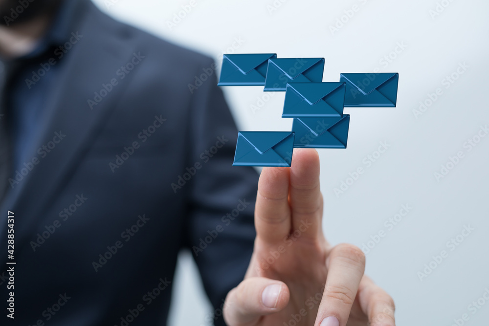 email icon concept in hand background email icon concept in hand background