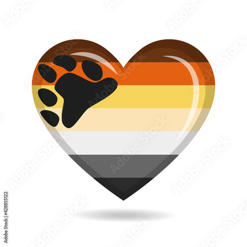Bear Brotherhood pride flag in heart shape vector illustration