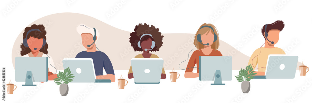 Live support concept. Business customer care service concept. Icon for contact us, support, help, phone call and website click. Flat vector illustration. - obrazy, fototapety, plakaty 