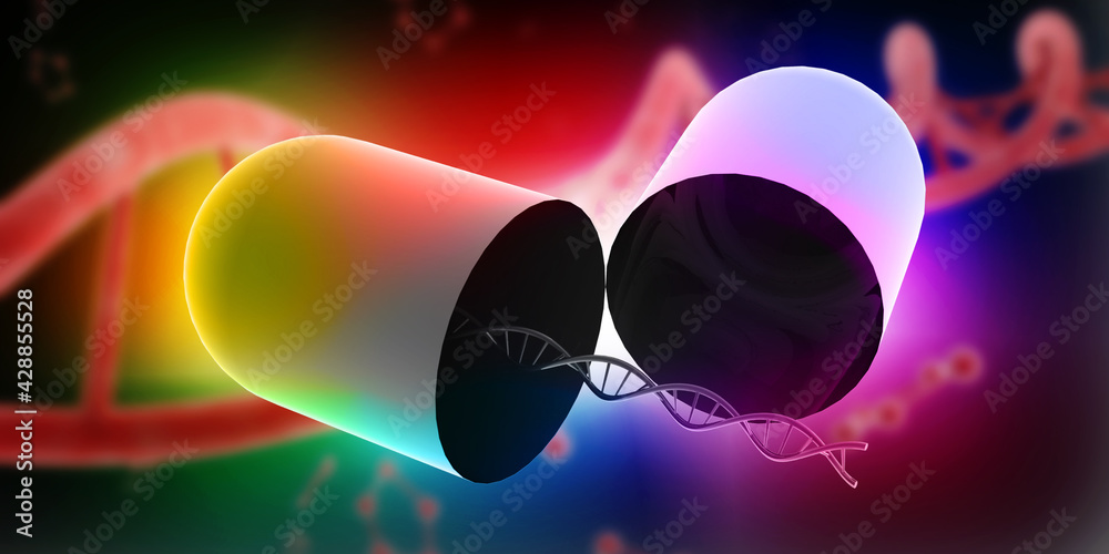 Fototapeta premium 3d render of dna structure, abstract background 