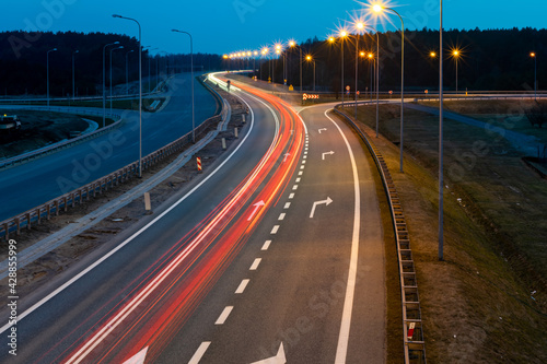lights of moving cars at night. long exposure © Krzysztof Bubel