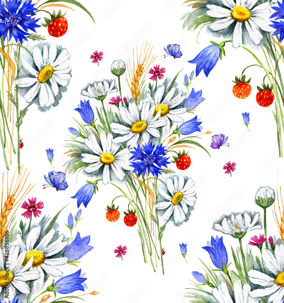 Seamless pattern summer bouquet Seamless pattern summer bouquet