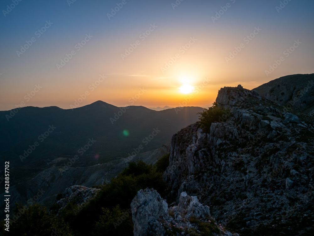 sunset on the Aurunci Mountains. Formia, Latina, Lazio, Italy