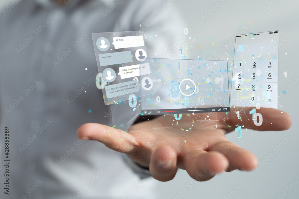 Interface web application in hand Interface web application in hand