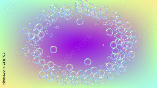 Bath bubble. Detergent soap foam and suds for bathtub. Shampoo.