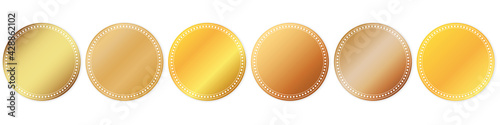 set of gold round sticker banner on white background	
