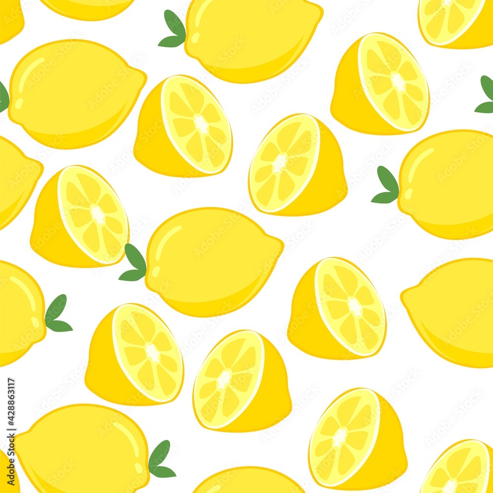 Lemon on a white background pattern seamless vector trend print for textile Lemon on a white background pattern seamless vector trend print for textile