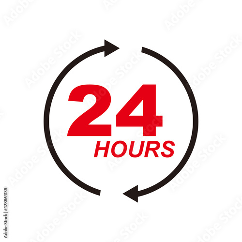 24 hour logo vector icon. 