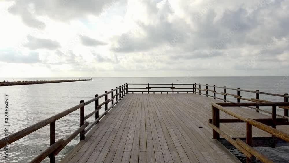 Taking off from wooden walkway, early in the morning. Mediterranean. Taking off from wooden walkway, early in the morning. Mediterranean.