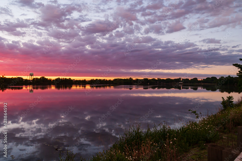 sunset on the lake in Minnesota