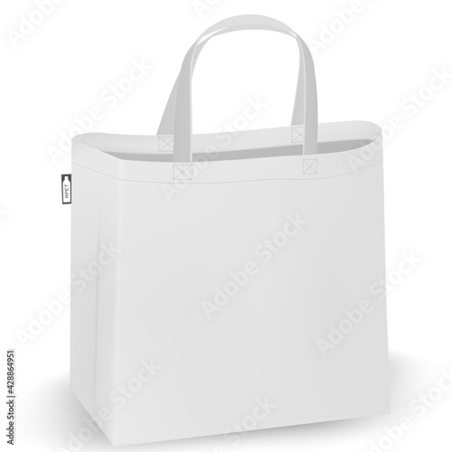 Cotton bags, RPET realistic corporate identity mock-up items template transparent background. Vector illustration isolated.
