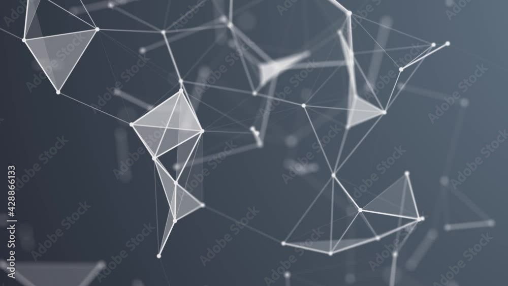 Abstract digital connection moving dots and lines. Technology background. Network connection structure. Plexus effect. 3d Seamless loop. 4K