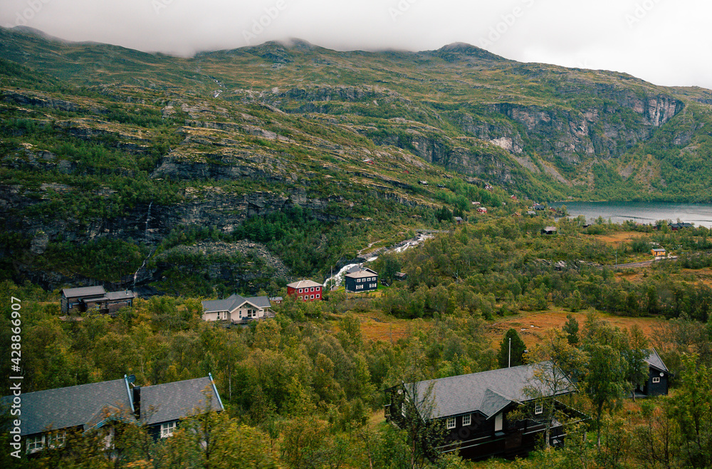 Nature of the Norway near village Flam and the Flam railway