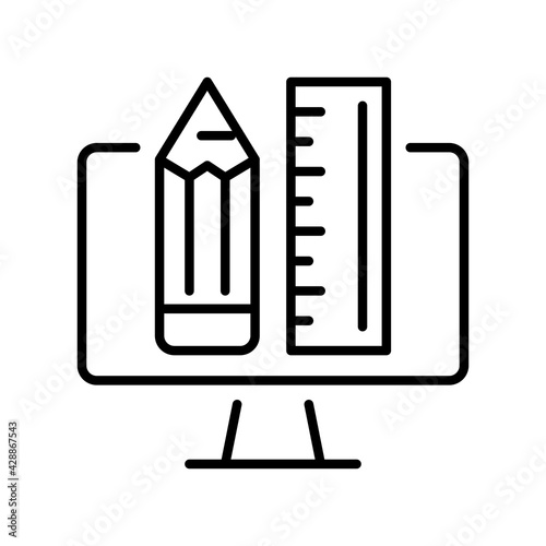 Monochrome online mentoring icon vector illustration mentor training coaching or teaching online