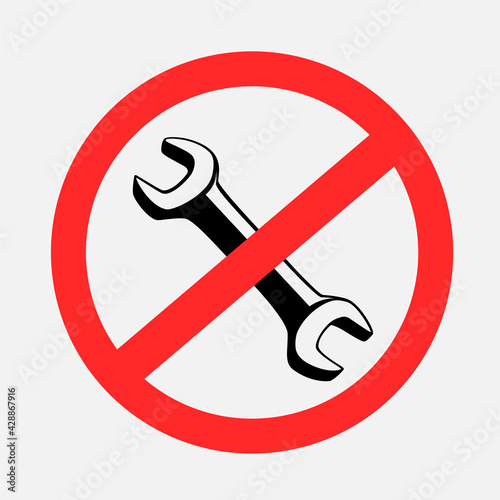 hammer knocking prohibited sign symbol