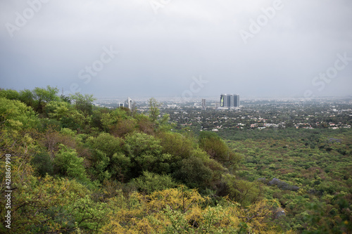 view of Islamabad city capital of Pakistan Margalla Hills wide shot