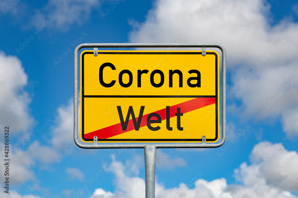 Town exit sign - Corona out of the world | 5020 Town exit sign - Corona out of the world | 5020