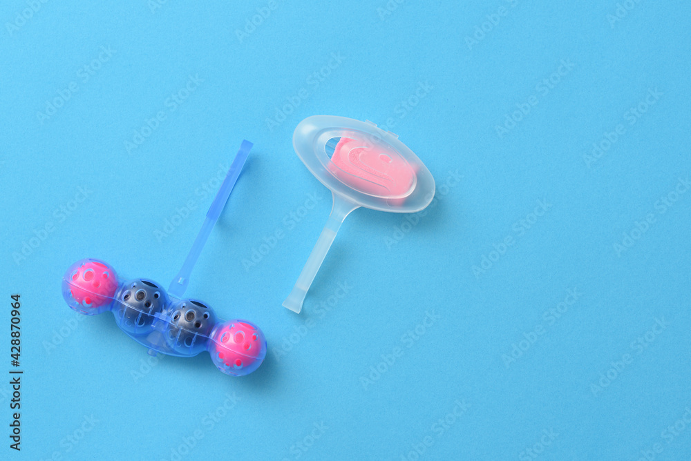 Two different toilet air refresher on blue background Two different toilet air refresher on blue background
