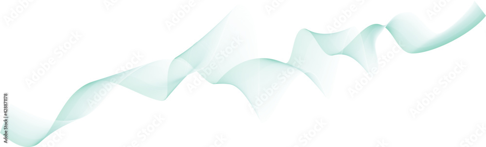 abstract vector green wave melody lines on white background	