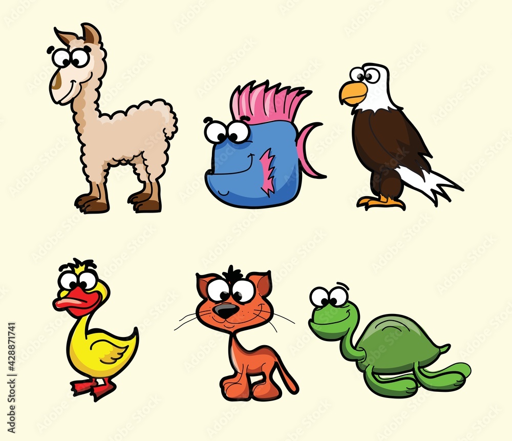 Vector set of different cute animals Vector set of different cute animals