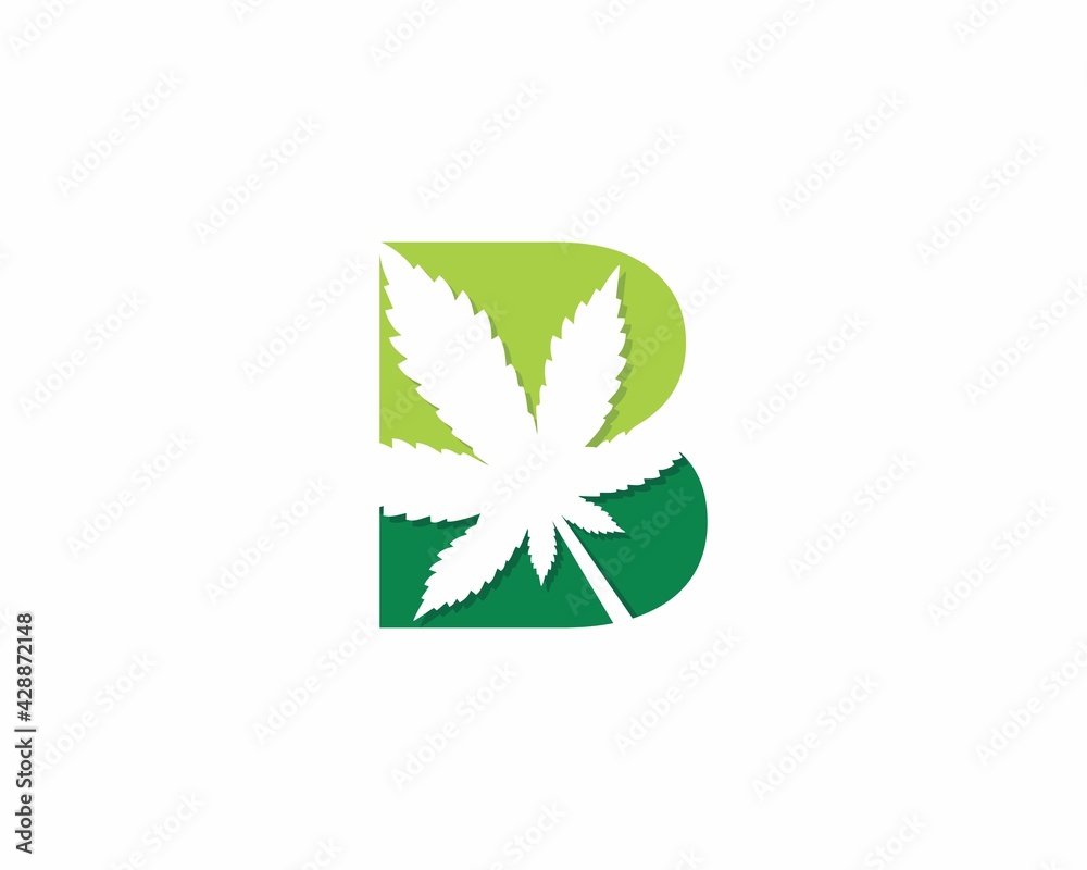 Letter B with Cannabis leaf logo vector 001