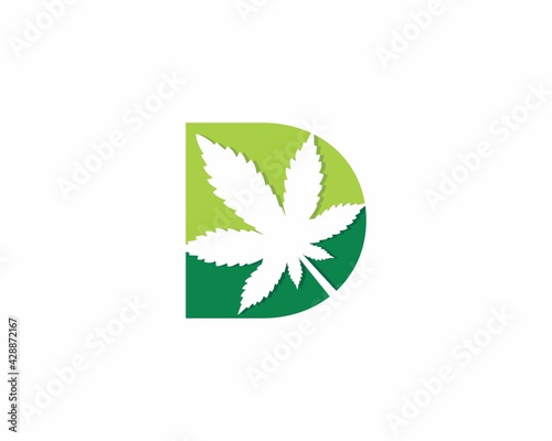 Letter D with Cannabis leaf logo vector 001