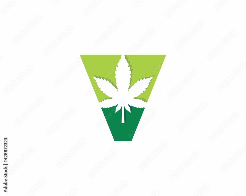 Letter V with Cannabis leaf logo vector 001 Letter V with Cannabis leaf logo vector 001