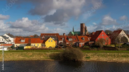 Time Lapse clip from Ribe, one of the oldest towns in Denmark with the cathedral in the background photo