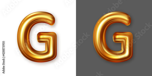 Metallic gold alphabet letter symbol - G. Vector