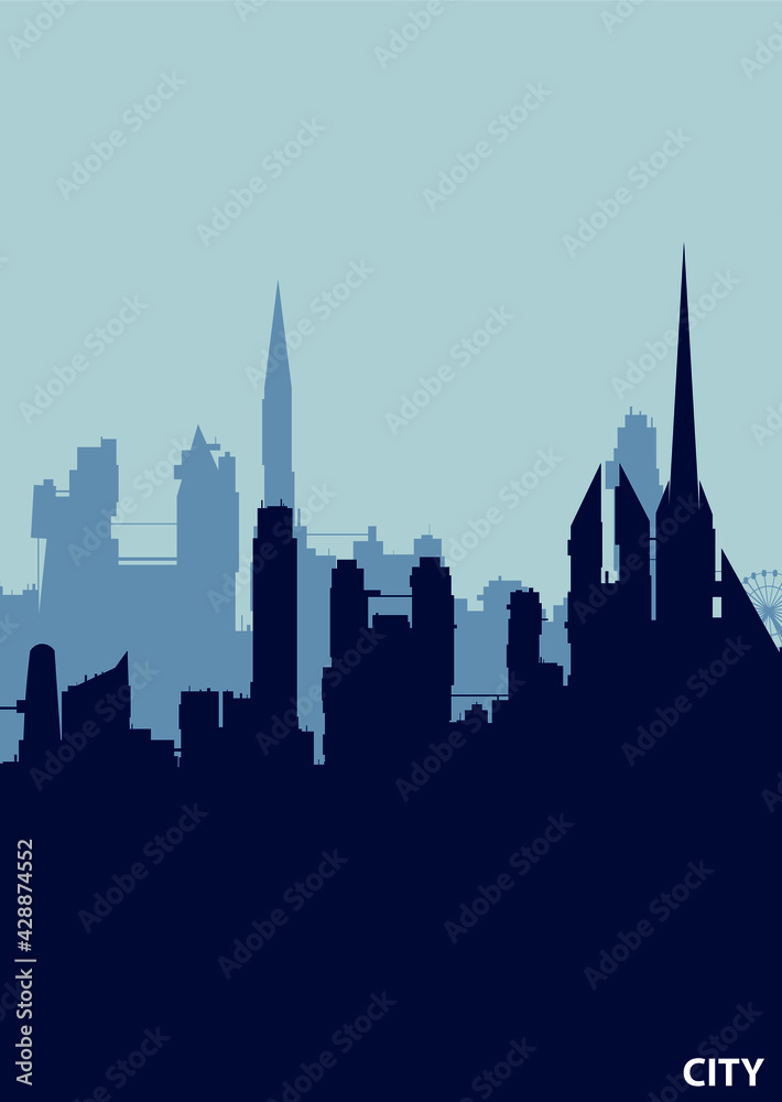 Fototapeta premium City silhouette book cover. Vector