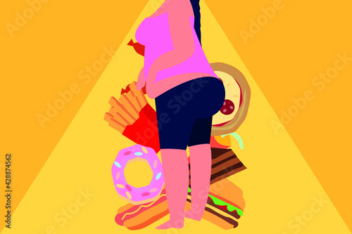 Obesity concept, wrong food intake