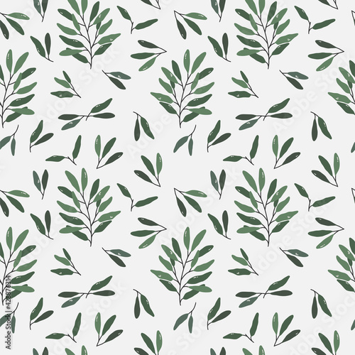 Seamless pattern with branches and plants. Vector illustration with a plant pattern. Seamless floral pattern. Modern design for paper  cover  fabric  interior and other users.