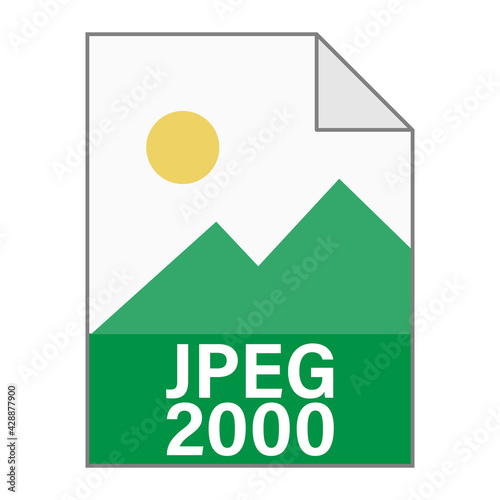 Modern flat design of JPEG 2000 file icon for web photo