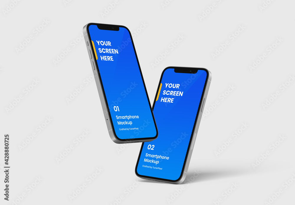 Smartphone Mockup | Fully Editable File, Replaceable Screen, Separated Shadow and Background