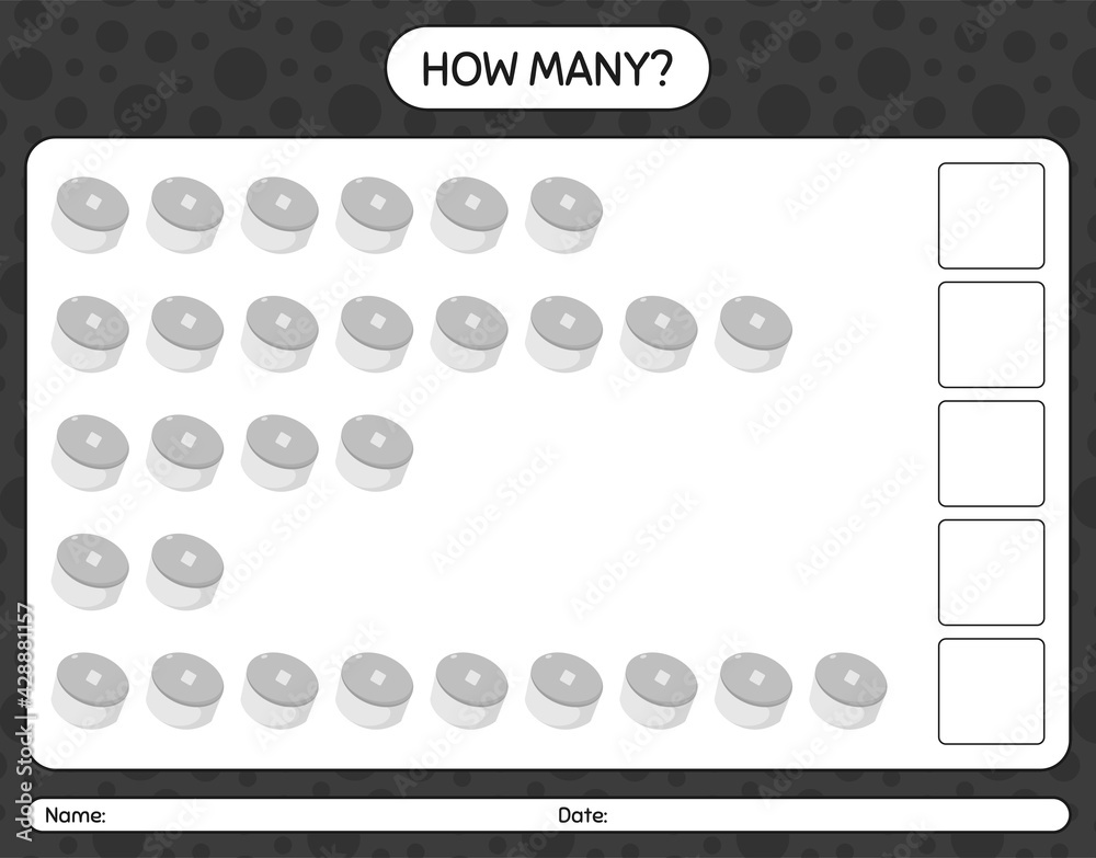 How many counting game with cap. worksheet for preschool kids, kids activity sheet, printable worksheet How many counting game with cap. worksheet for preschool kids, kids activity sheet, printable worksheet