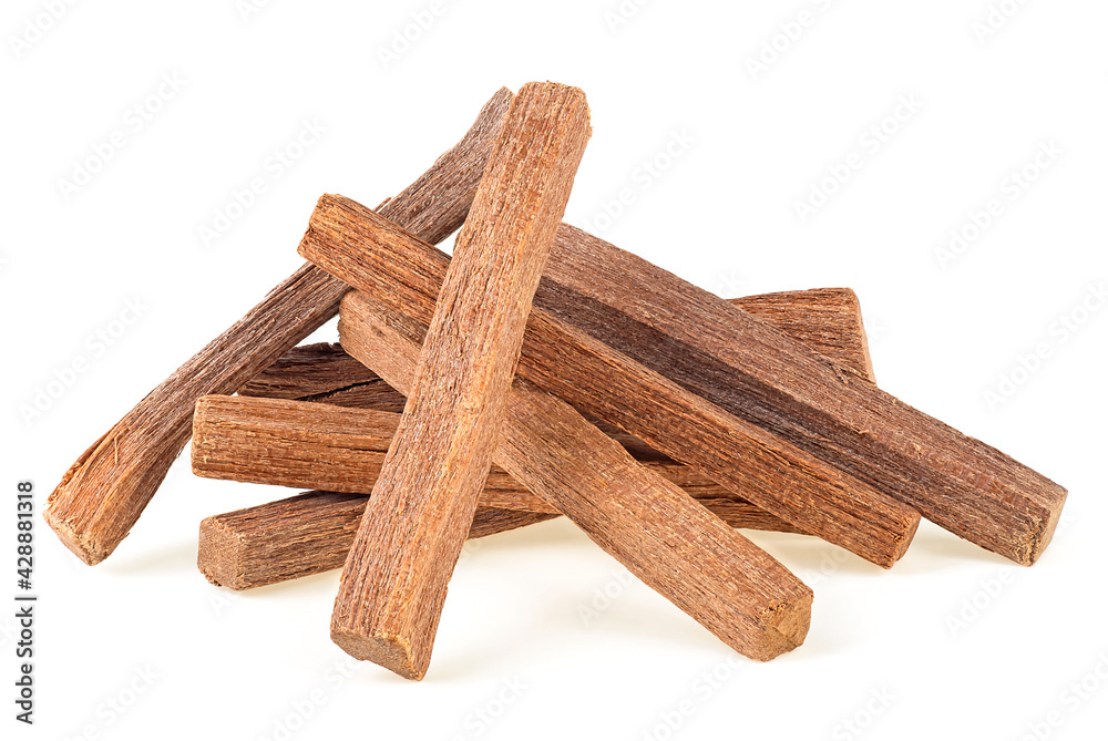 Small heap of sandalwood sticks isolated on a white background. Chandan or  sandalwood. Stock Photo | Adobe Stock