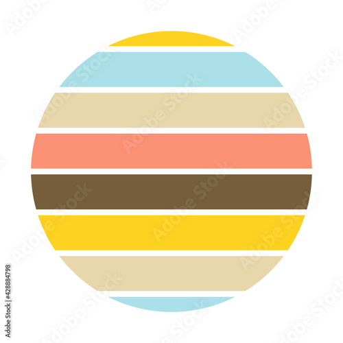 Retro sunset in the style of the 80s-90s. Abstract gradient background. Yellow and blue colors. Design template for logo, badges, banners, prints. Vector illustration on isolated white background