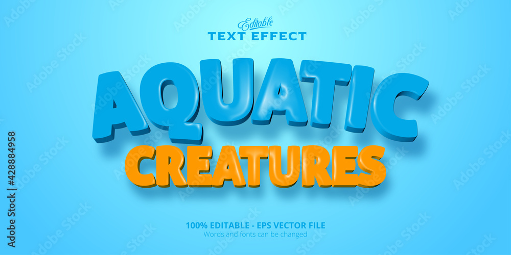 Editable plastic style text effect Aquatic Creatures text