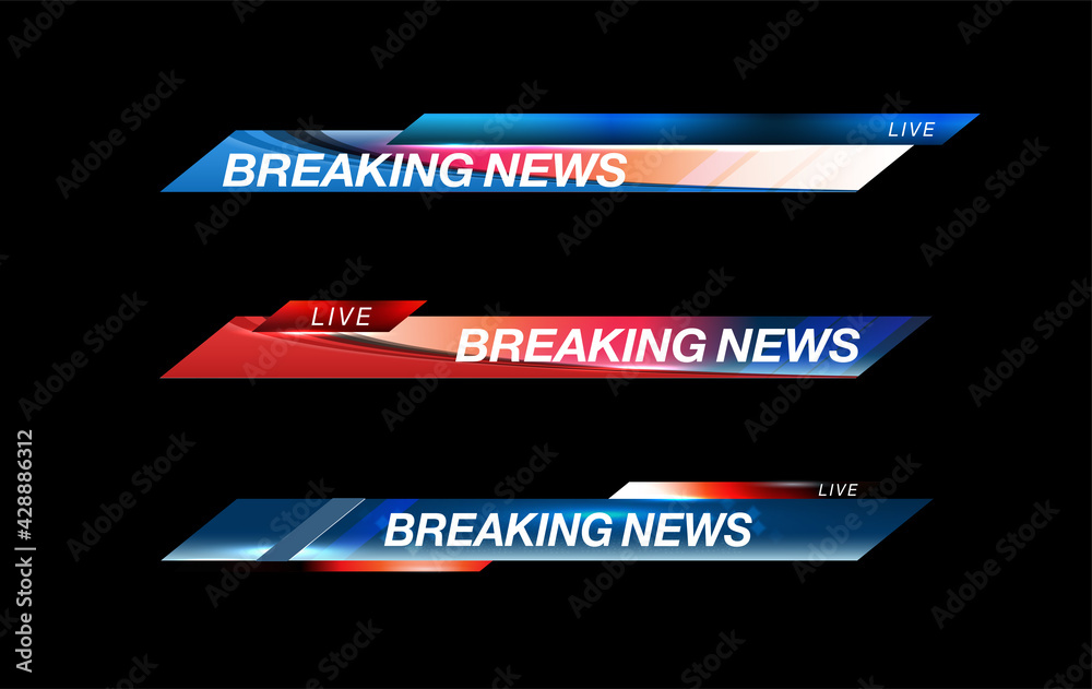 Fototapeta premium Lower Third TV News Bars Set Vector. Tv news bar. Television broadcast media title banner