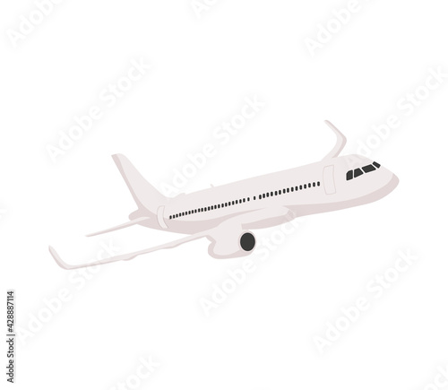 Aeroplane icon vector illustration. Airplane flight travel symbol. Flat plane view of a flying aircraft stock vector. Air cargo delivery and transportation charter. Business logistic symbol for web.