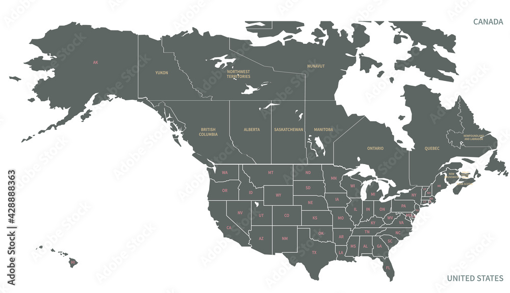 Vetor De North America Countries Border Map Vector Map Of U S And 1000 F 428888363 UKQ9wGQ7scroDYgsMIeBEcnZHFtSRI1B