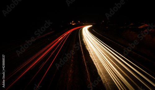 Long exposure shot of road during night. Light painting 