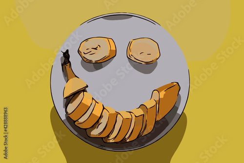 illustration happy smiley banana face 