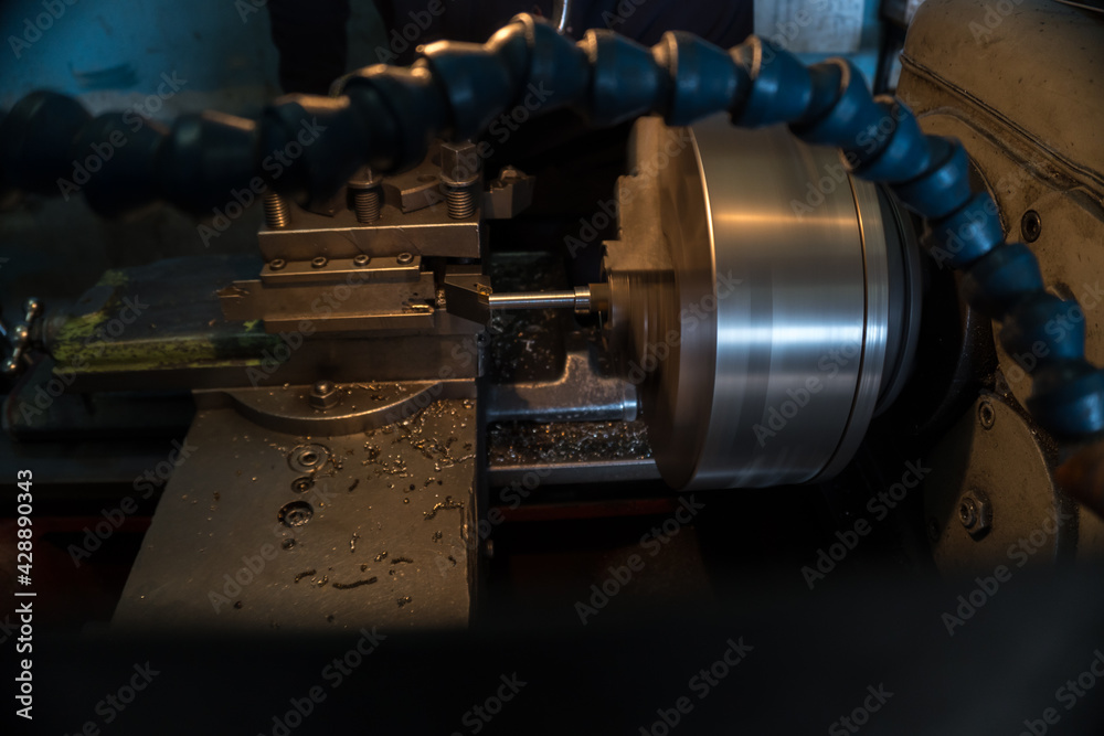 old lathe at work metal machining old lathe at work metal machining